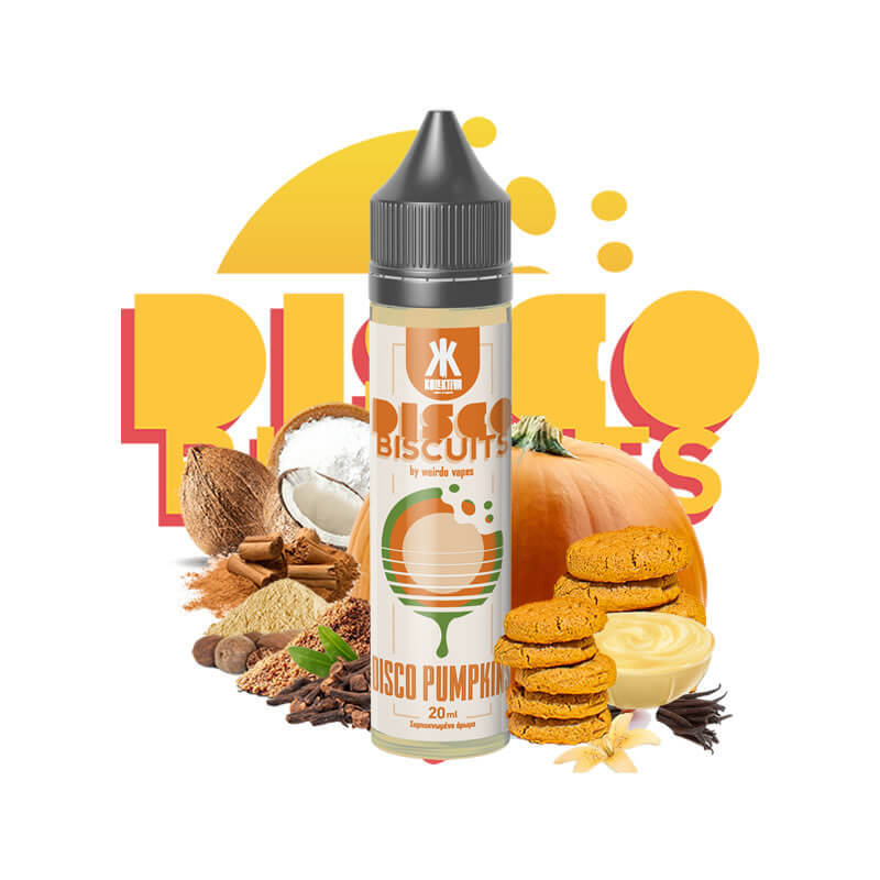 Disco Pumpkins με κολοκύθα, μπισκότο, καρύδα και μπαχαρικά στα 60ml απο την Disco Biscuits