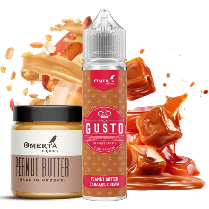 Peanut Butter Caramel από τη Omerta στα 60ml με γεύση φυστικοβούτηρο , φιστίκι και καραμέλα.
