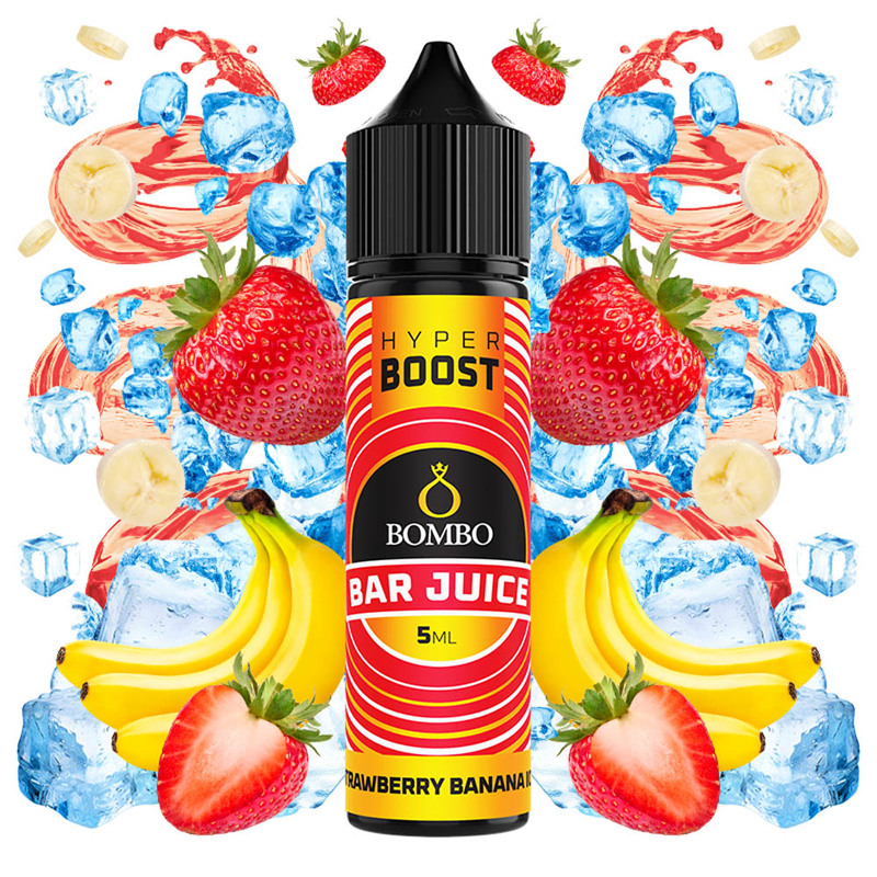Strawberry Banana Ice από την Bombo στα 60ml με γεύση φράουλα, μπανάνα και πάγος.